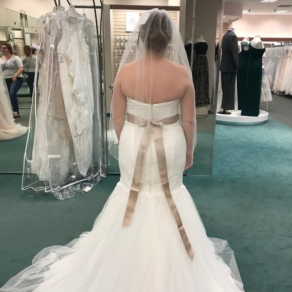 Wedding Dress Strapless Lace Trumpet w/Tulle Skirt - Picture 3 of 8